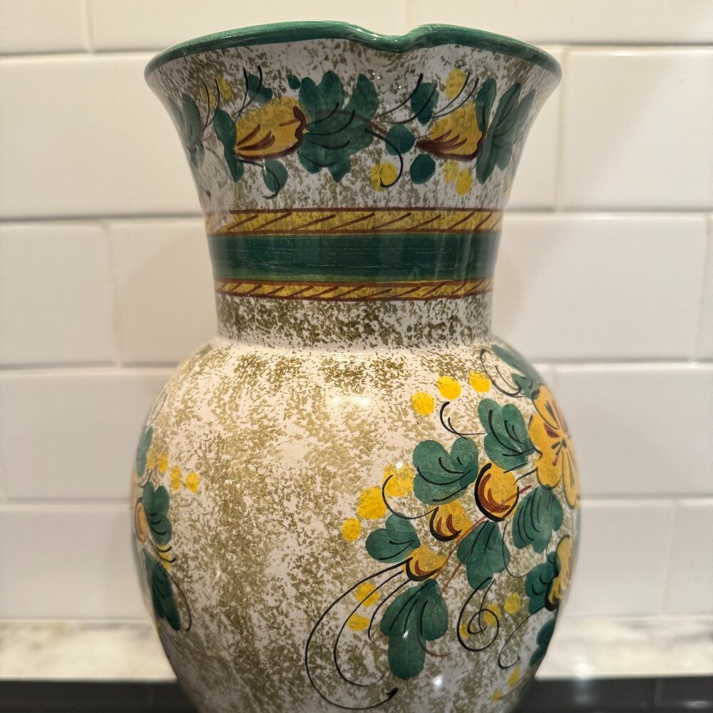 WERTARBEIT HERSTELLUNG VERTRIEB Pottery vase Large Pitcher Flowers Green 214/25 - Picture 3 of 16
